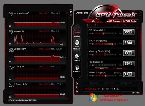 צילום מסך ASUS GPU Tweak Windows 7