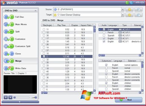 צילום מסך DVDFab Windows 7