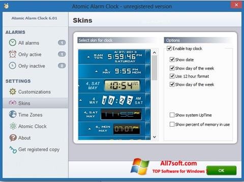 צילום מסך Atomic Alarm Clock Windows 7