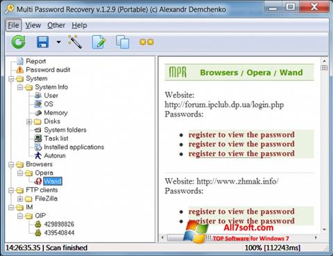 צילום מסך Multi Password Recovery Windows 7
