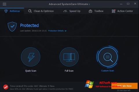 צילום מסך Advanced SystemCare Windows 7