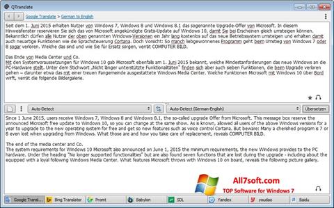 צילום מסך QTranslate Windows 7