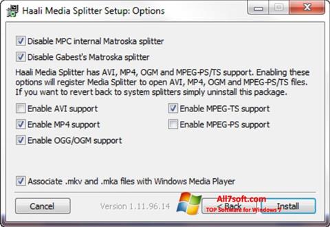 צילום מסך Haali Media Splitter Windows 7