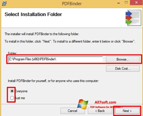 צילום מסך PDFBinder Windows 7
