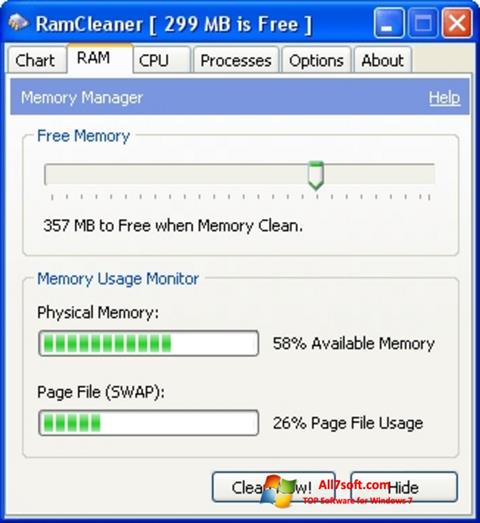 צילום מסך RamCleaner Windows 7