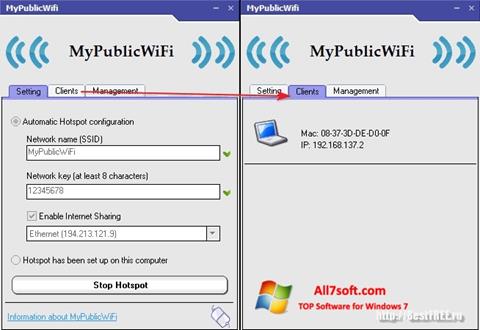 צילום מסך MyPublicWiFi Windows 7