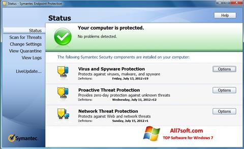 צילום מסך Symantec Endpoint Protection Windows 7