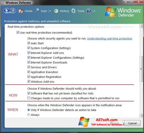 צילום מסך Windows Defender Windows 7