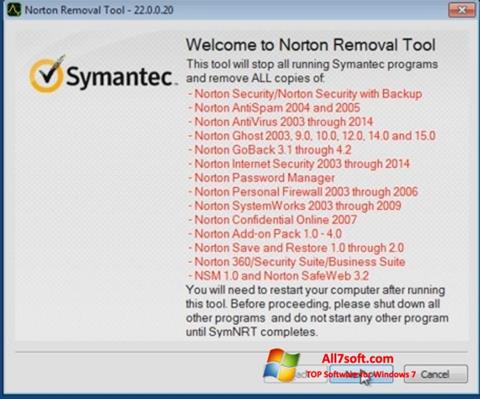 צילום מסך Norton Removal Tool Windows 7