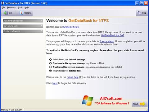 צילום מסך GetDataBack Windows 7