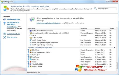 צילום מסך Soft Organizer Windows 7