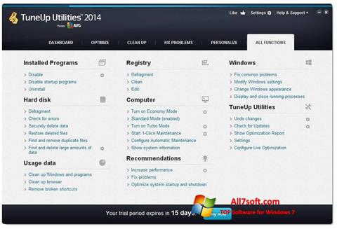 צילום מסך TuneUp Utilities Windows 7