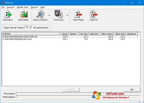 צילום מסך MP3Gain Windows 7