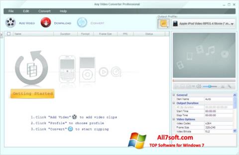 צילום מסך Any Video Converter Windows 7