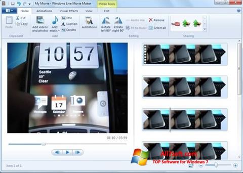 צילום מסך Windows Movie Maker Windows 7