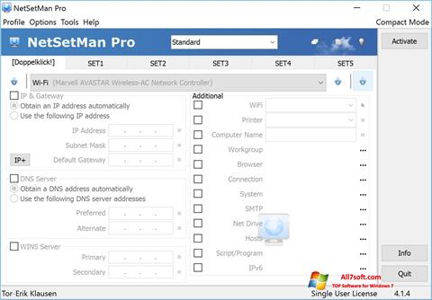 צילום מסך NetSetMan Windows 7