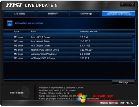 צילום מסך MSI Live Update Windows 7