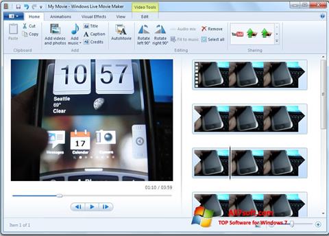 צילום מסך Windows Live Movie Maker Windows 7