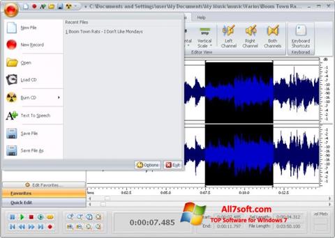 צילום מסך Free Audio Editor Windows 7