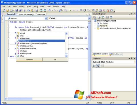 צילום מסך Microsoft Visual Basic Windows 7
