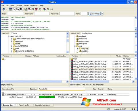 צילום מסך FileZilla Windows 7