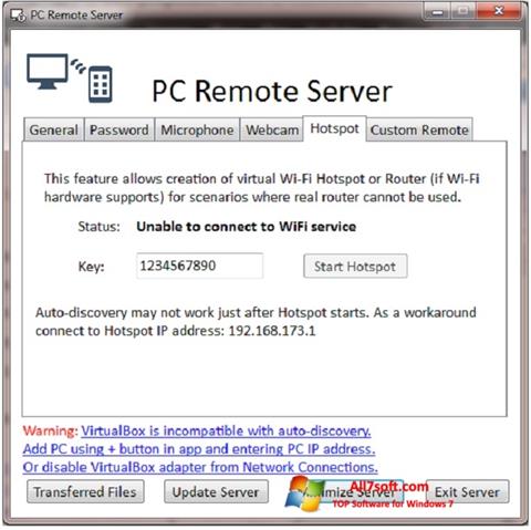 צילום מסך PC Remote Server Windows 7
