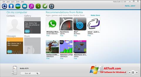 צילום מסך Nokia PC Suite Windows 7