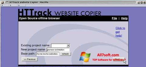 צילום מסך HTTrack Website Copier Windows 7