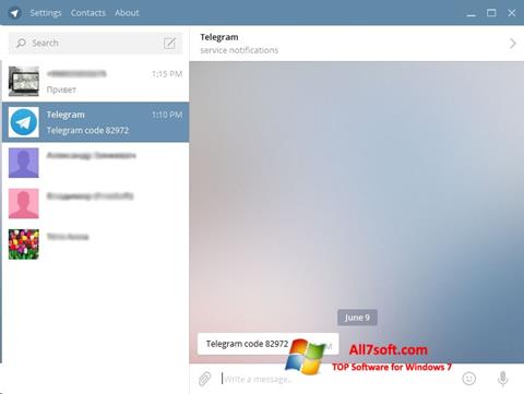צילום מסך Telegram Desktop Windows 7