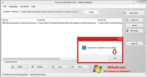 צילום מסך Free File Unlocker Windows 7