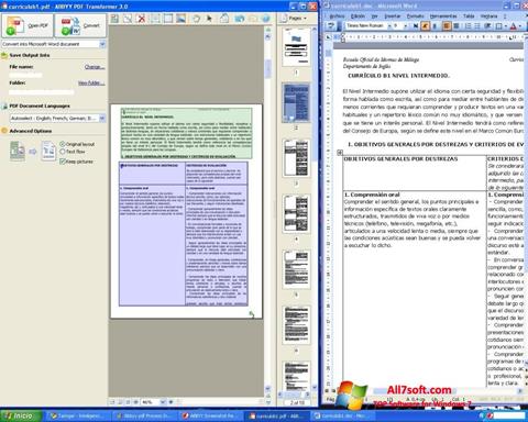 צילום מסך ABBYY PDF Transformer Windows 7