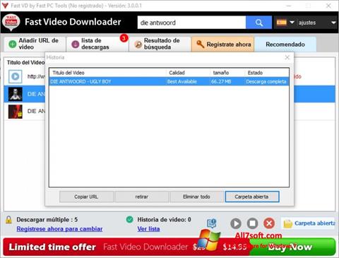 צילום מסך Fast Video Downloader Windows 7