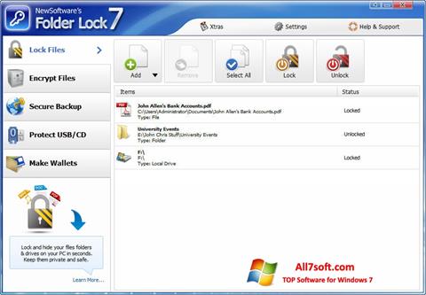 צילום מסך Folder Lock Windows 7