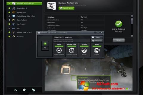 צילום מסך NVIDIA GeForce Experience Windows 7