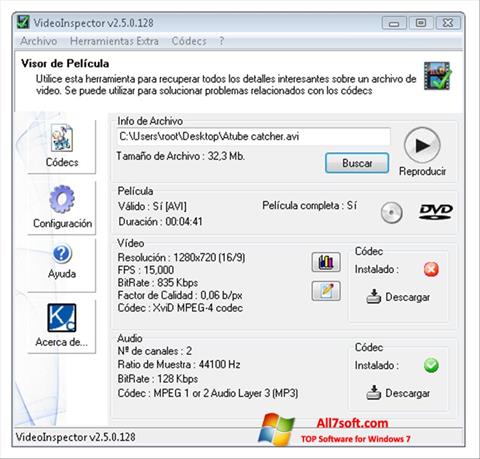 צילום מסך VideoInspector Windows 7