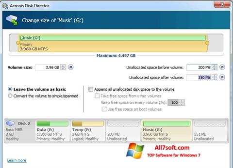 צילום מסך Acronis Disk Director Windows 7