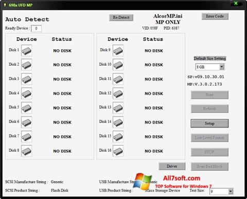 צילום מסך AlcorMP Windows 7