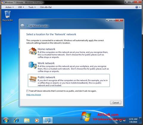צילום מסך Windows Virtual PC Windows 7