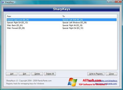 צילום מסך SharpKeys Windows 7
