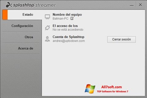 צילום מסך Splashtop Streamer Windows 7