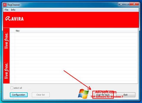 צילום מסך Avira Registry Cleaner Windows 7