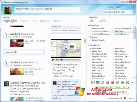 צילום מסך Windows Live Messenger Windows 7