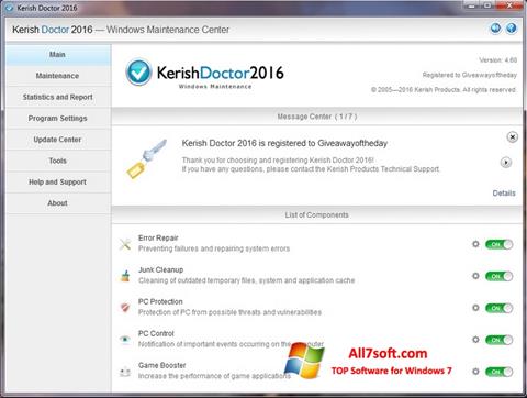צילום מסך Kerish Doctor Windows 7