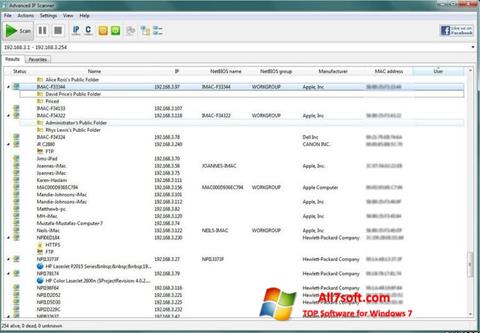 צילום מסך Advanced IP Scanner Windows 7
