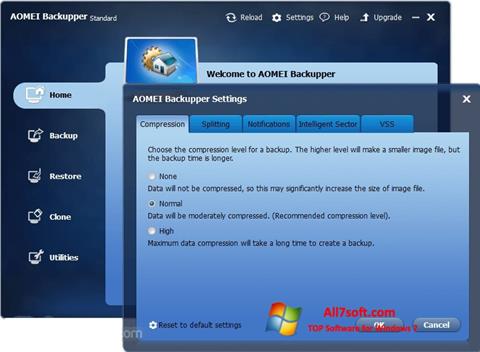 צילום מסך AOMEI Backupper Windows 7