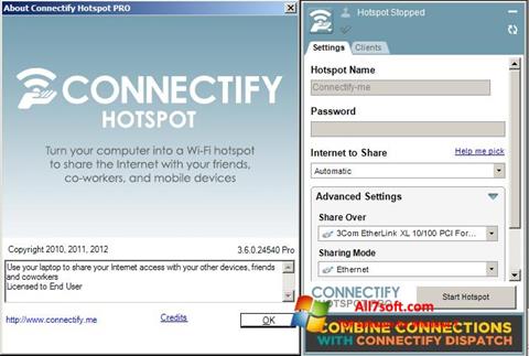 צילום מסך Connectify Hotspot PRO Windows 7
