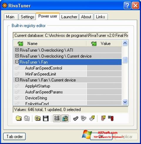 צילום מסך RivaTuner Windows 7