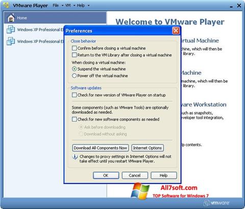 צילום מסך VMware Player Windows 7