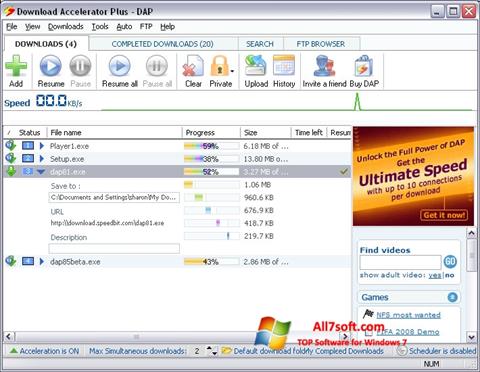 צילום מסך Download Accelerator Plus Windows 7