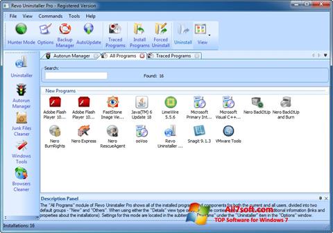 צילום מסך Revo Uninstaller Pro Windows 7